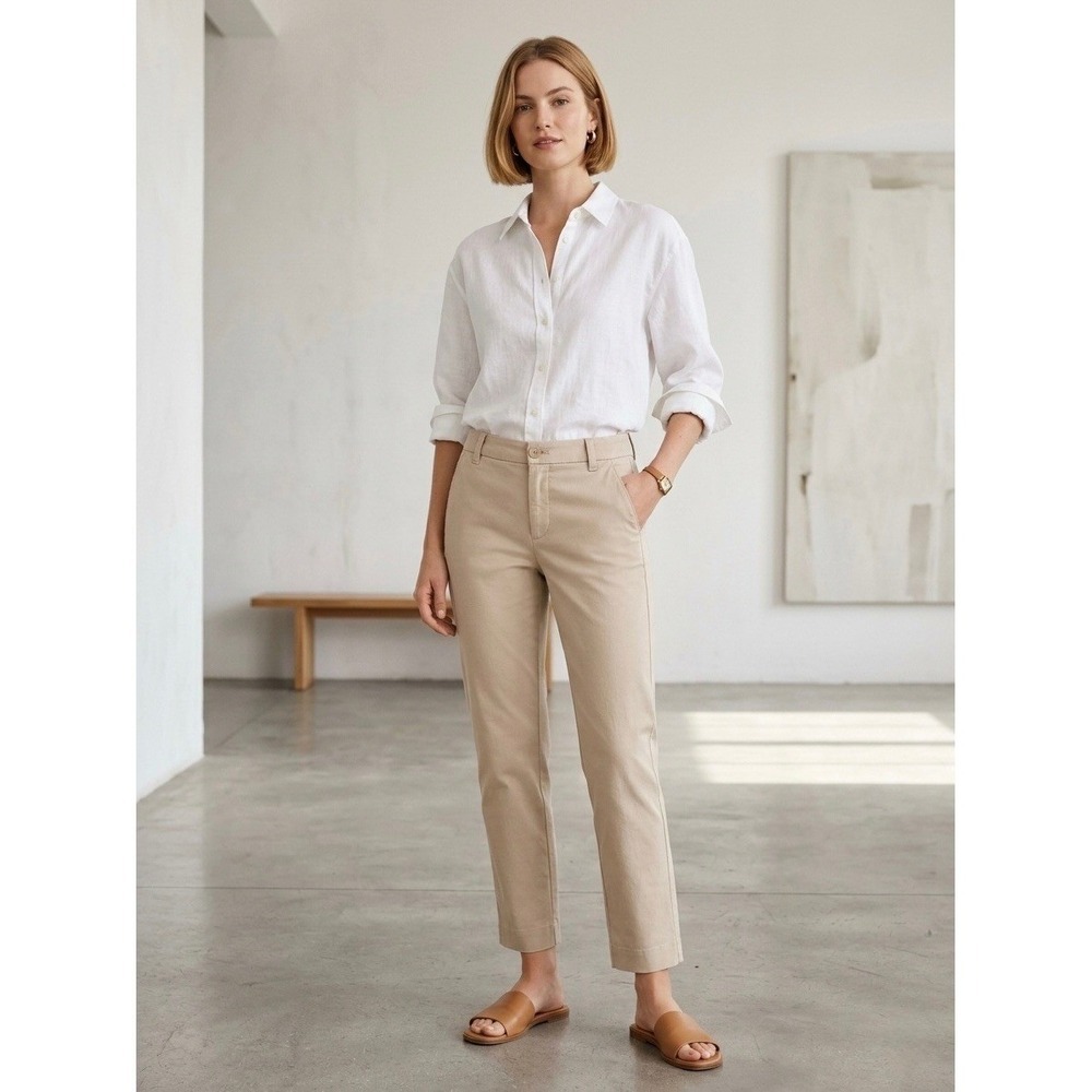 Vince Womens Tan Khaki Cropped Chino Pants Stretch Cotton V078721804 Size 4